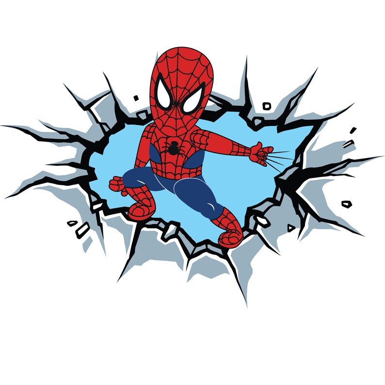 Spiderman 3D Broken Wall Decal Open Wall Effect Vinyl Art Etsy