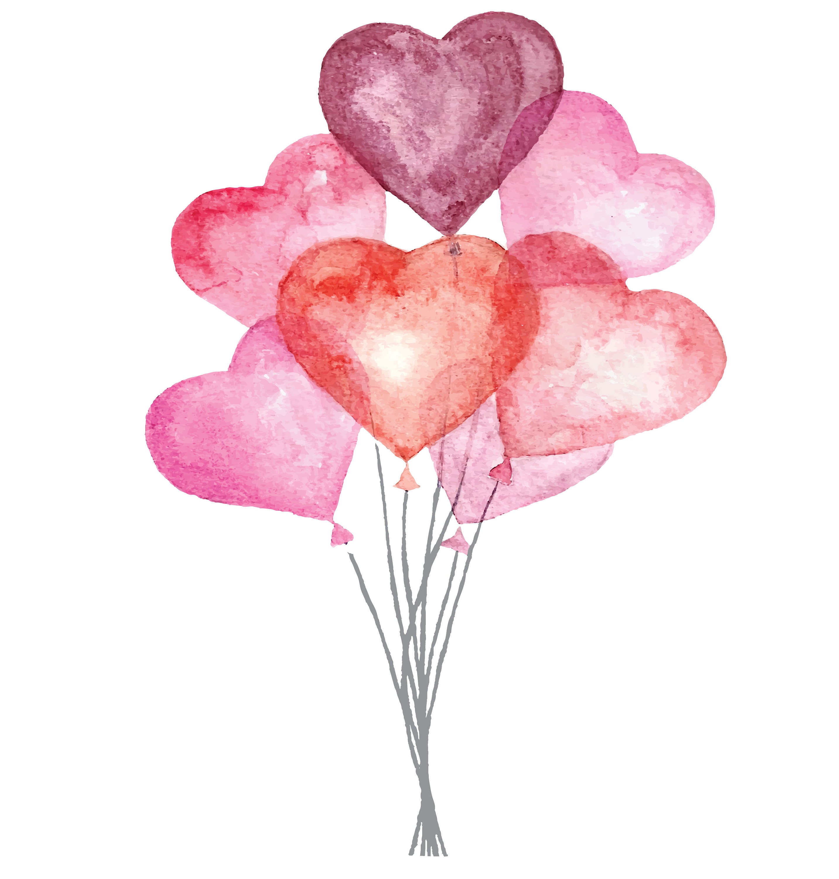 Watercolor Heart Balloons Wall Decor Bunch of Balloons Vinyl Etsy