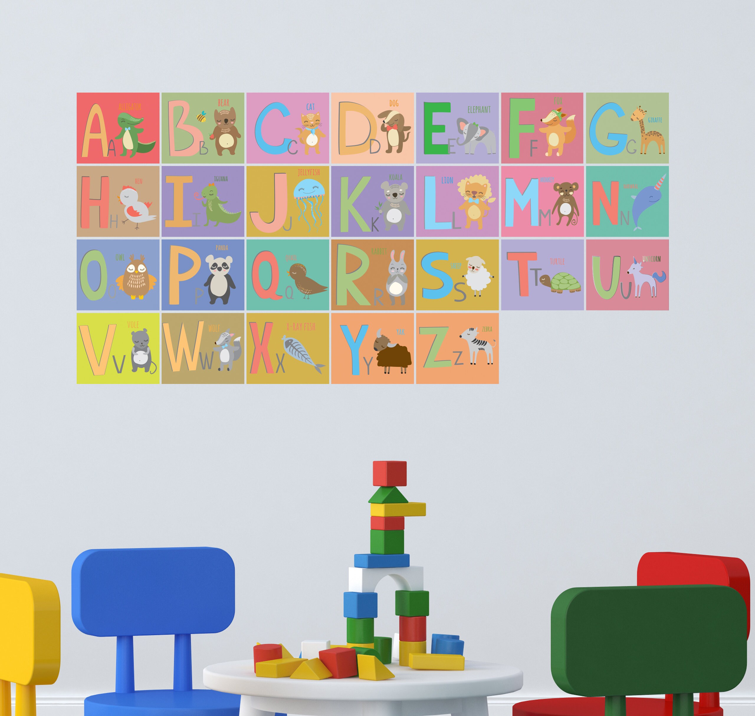 Alphabet Wall Decoration Colorful ABC Vinyl Design A-Z | Etsy