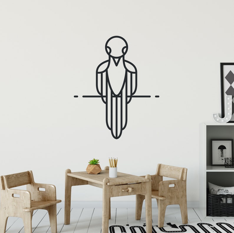 Big Mural Special Sticker CG960 Bird Wall Decal Black Bird Decor Forest Bird Black Vinyl Silhouette Design Simple Lines Wall Sticker