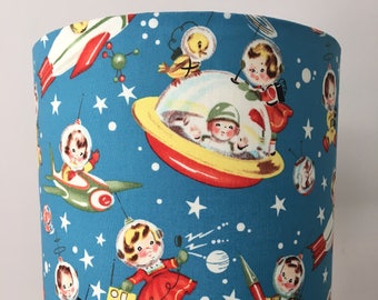Retro Rocket Rascals Fabric Drum Lampshade