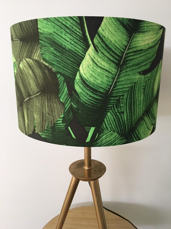 Banana Palm Leaf Fabric Drum Lampshade Image 0