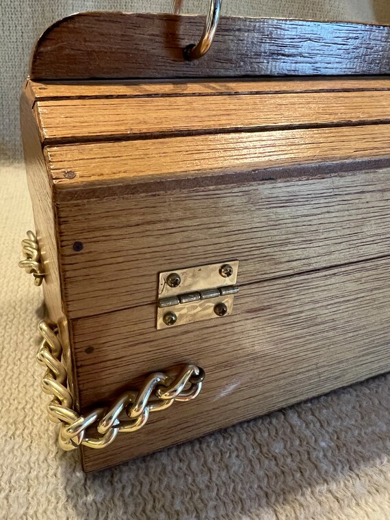 Vintage MR R Wooden Treasure Chest Wood Box Purse Gol… Gem