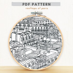 PDF Embroidery Pattern- Rooftops of Paris