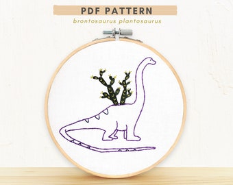 PDF Embroidery Pattern- Brontosaurus Plantosaurus