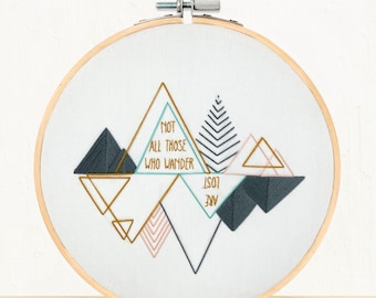 Wanderlust - full embroidery kit - diy modern needlepoint