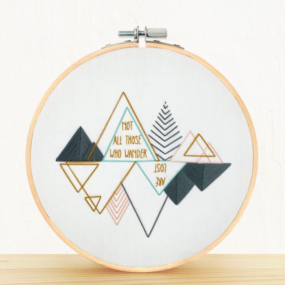 Wanderlust - full embroidery kit - diy modern needlepoint