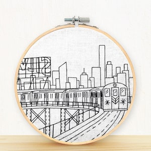 New York City Subway - full embroidery kit - diy modern needlepoint