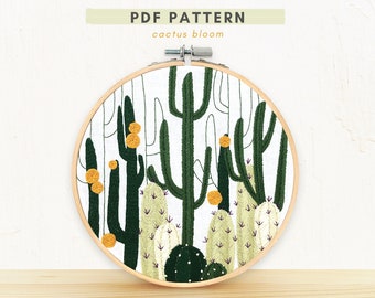 PDF Embroidery Pattern- Cactus Bloom