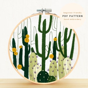 PDF Embroidery Pattern- Cactus Bloom