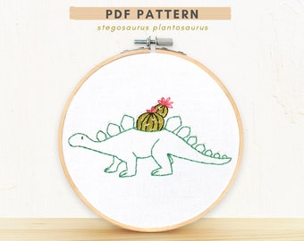 PDF Embroidery Pattern- Stegosaurus Plantosaurus