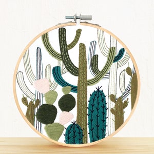 Cactus Garden - full embroidery kit - diy modern needlepoint