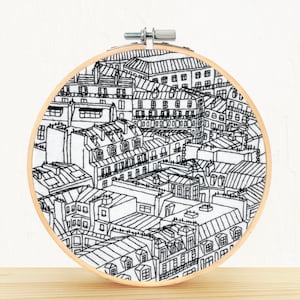 Rooftops of Paris, France - full embroidery kit - diy modern needlepoint