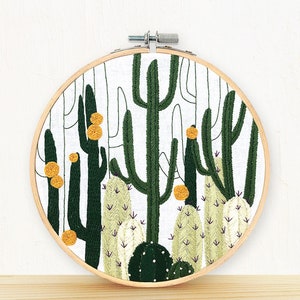 Cactus Bloom - full embroidery kit - diy modern needlepoint