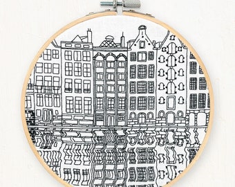 NEW! Gingerbread Houses | Amsterdam - full embroidery kit - diy modern needlepoint