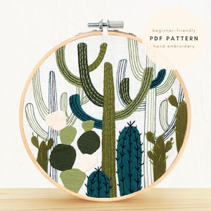 PDF Embroidery Pattern- Cactus Garden
