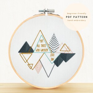PDF Embroidery Pattern- Wanderlust - modern needlepoint - digital download