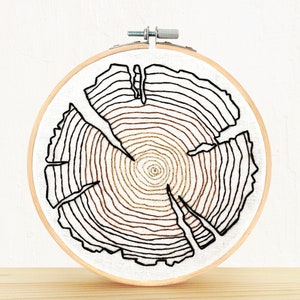 Tree Rings - full embroidery kit - diy modern needlepoint