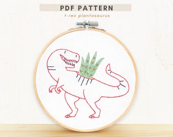 PDF Embroidery Pattern- T-Rex Plantosaurus