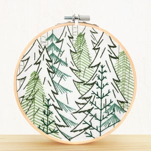 Into the Woods Forest - full embroidery kit - diy modern needlepoint