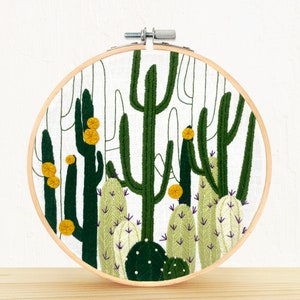 Cactus Bloom - kit de broderie complet - broderie moderne bricolage
