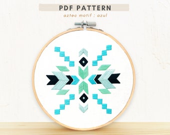 PDF Embroidery Pattern- Aztec Motif: Azul