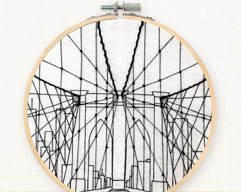 Brooklyn Bridge, New York City - full embroidery kit - diy modern needlepoint