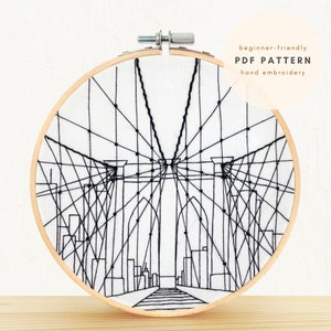 PDF Embroidery Pattern- Brooklyn Bridge