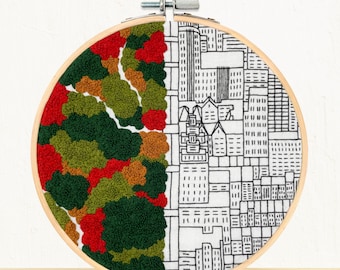 NEW! Autumn in New York - full embroidery kit - diy modern needlework