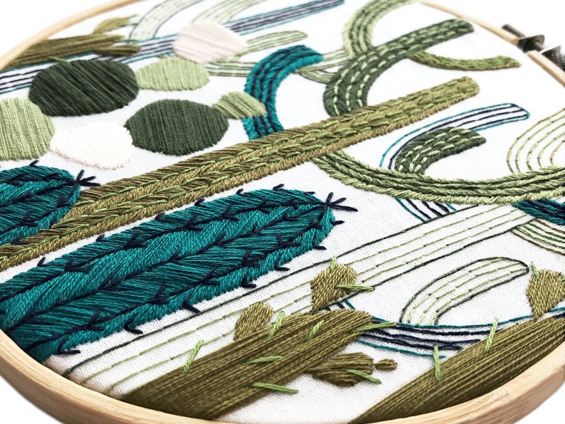 Full hand embroidery kit cactus garden diy modern  etsy Full hand embroidery kit cactus garden diy modern  etsy