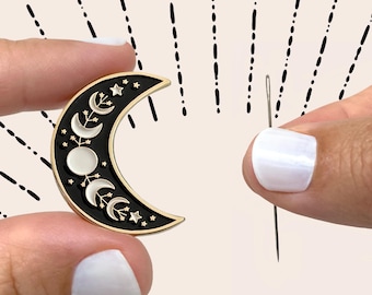 Luna e stelle - Porta-aghi magnetico - Porta-aghi cosmico per ricamo e punto croce per cucito a mano