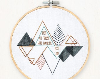 Wanderlust - full embroidery kit - diy modern needlepoint