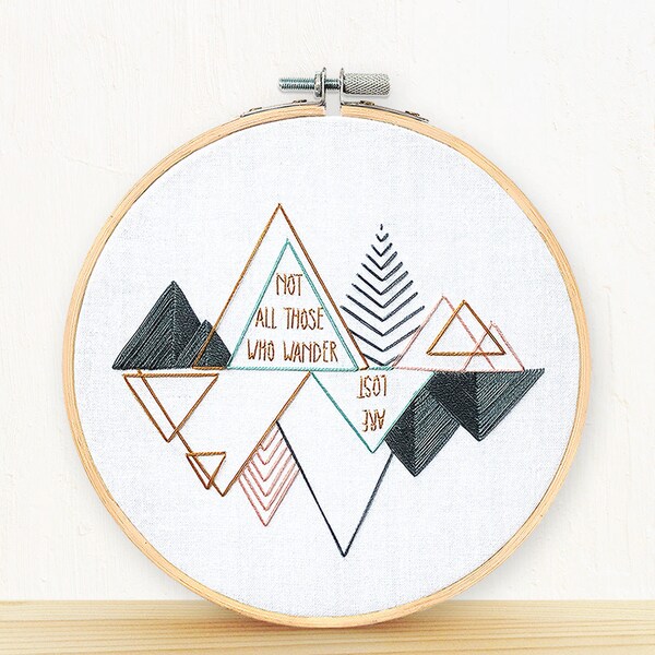 Wanderlust - full embroidery kit - diy modern needlepoint
