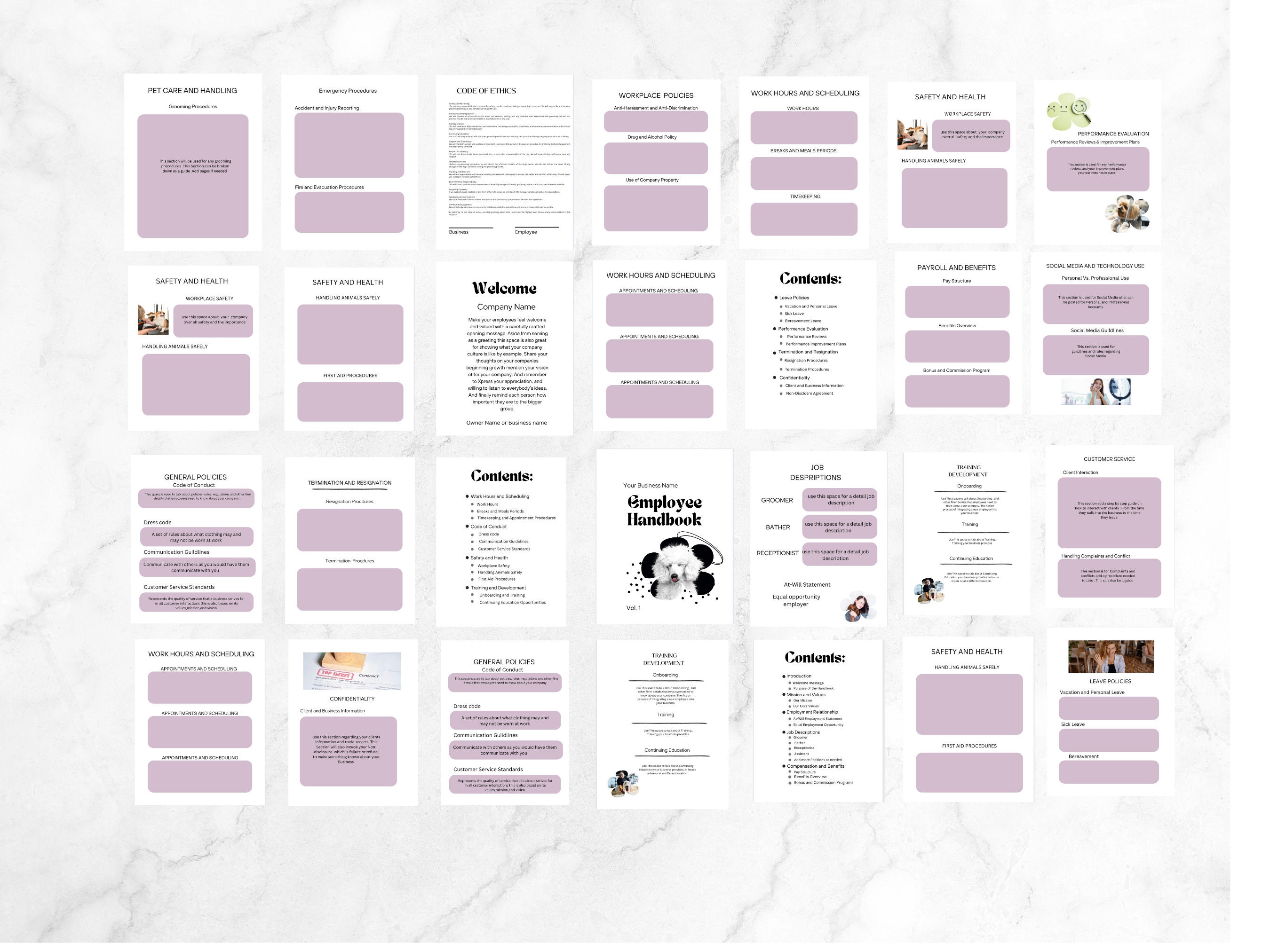 Dog Grooming Employee Handbook,dog Grooming Forms, Grooming Business