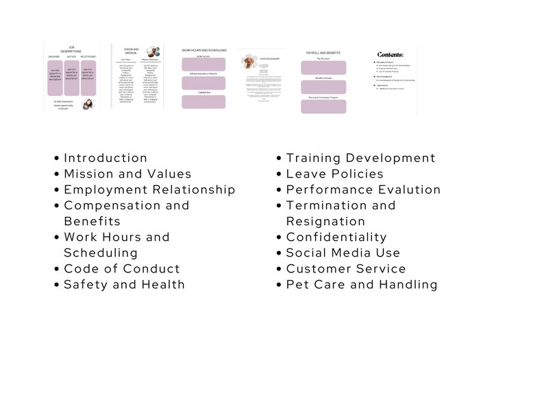 Dog Grooming Employee Handbook,dog Grooming Forms, Grooming Business ...