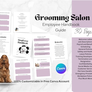 Dog Grooming Employee Handbook,Dog Grooming Forms, Grooming Business, Groomers Policies, Dog Salon ,Dog Grooming Service, Groomers Business