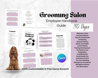 Dog Grooming Employee Handbook,Dog Grooming Forms, Grooming Business, Groomers Policies, Dog Salon ,Dog Grooming Service, Groomers Business