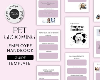 Grooming Employee Handbook,Dog Grooming Forms,Grooming Business, Groomers Policies, Dog Salon,Dog Grooming Service, Groomer Business,Pet Spa