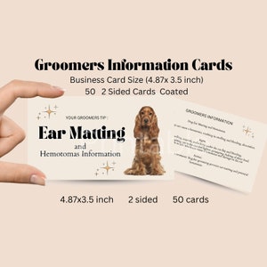 50 Matting and Hemotoma Grooming Education Cards (4.87 x 3.5)|Dog Grooming|Dog Grooming Salon|Dog Groomer|Pet Grooming|Pet Groomer|Pet Salon
