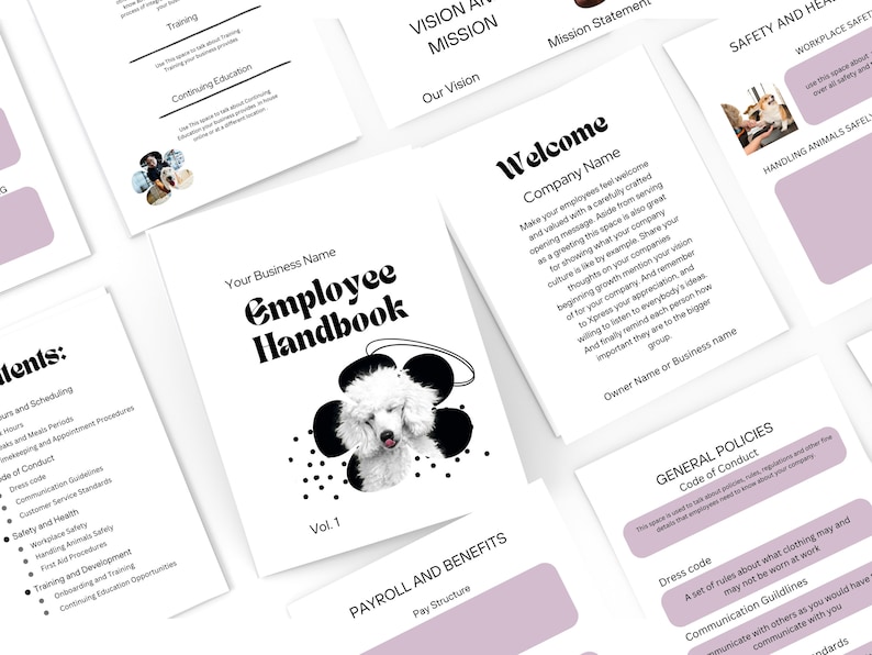 Dog Grooming Employee Handbook,dog Grooming Forms, Grooming Business ...