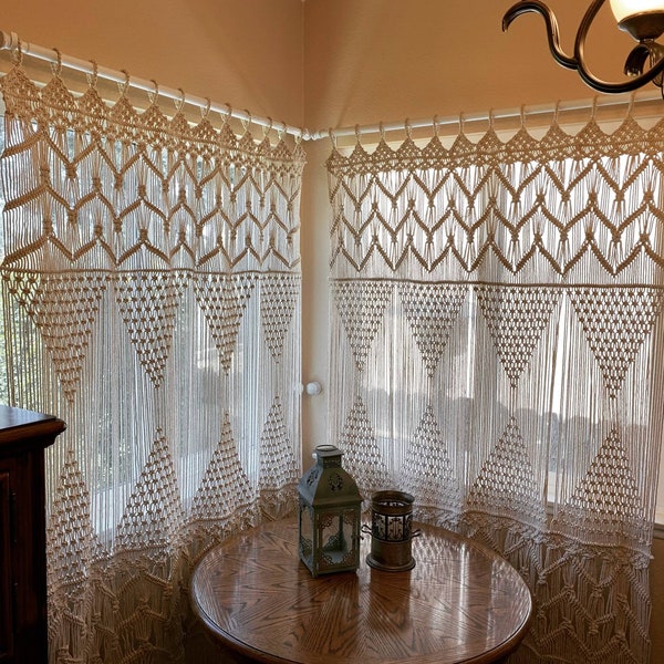 Macrame Curtain, Large Boho Woven Wall Hanging, Window drapes, Handmade Bohemian Decor , Doorway, Closet, Wedding Backdrop Arch, Apartments