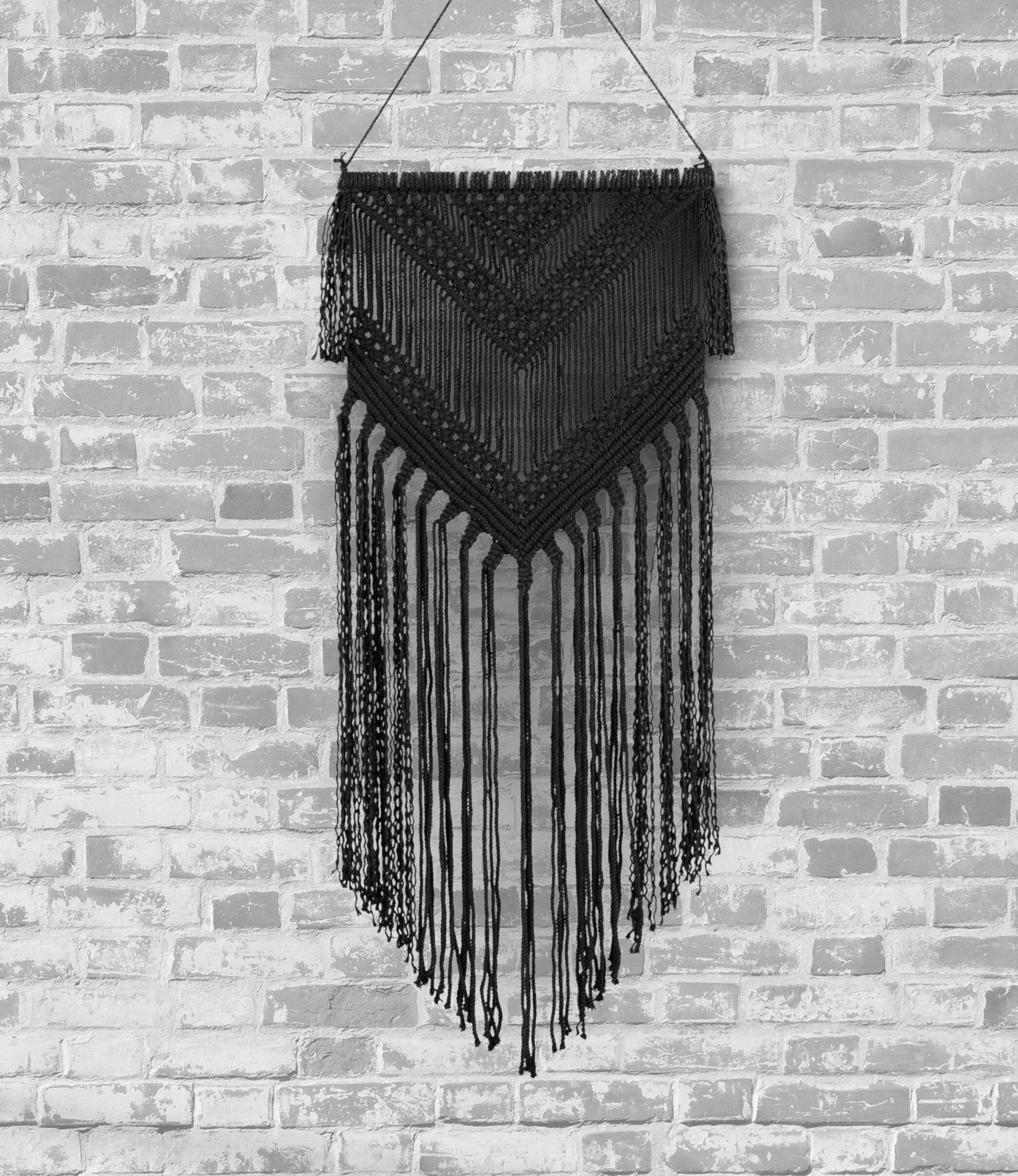 Macrame Woven Wall Hanging Tapestry Gray Geometric Home Decor Boho Chic Art Bohemian For