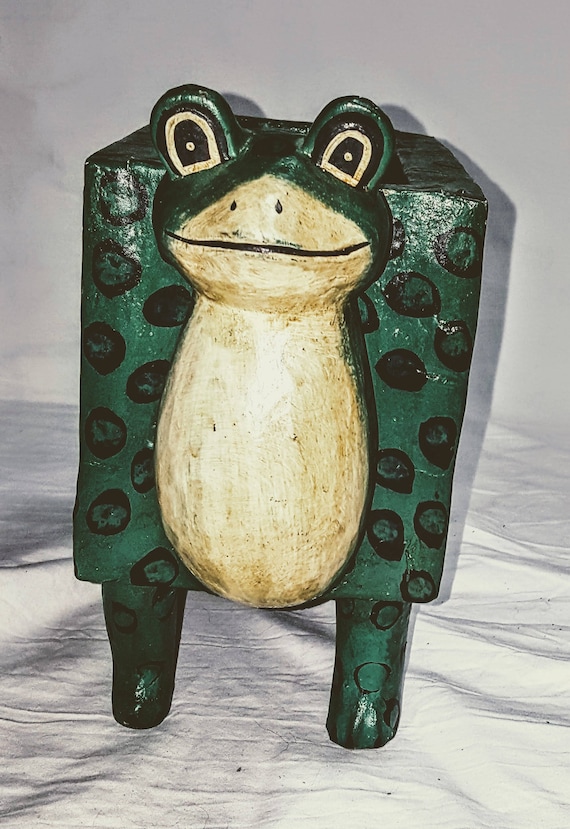 Balinese Handcrafted Wooden Frog Toad Mirror Indonesian