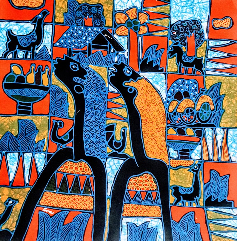 Indonesian Batik Panel For Framing Yelloworangeblue Image 0