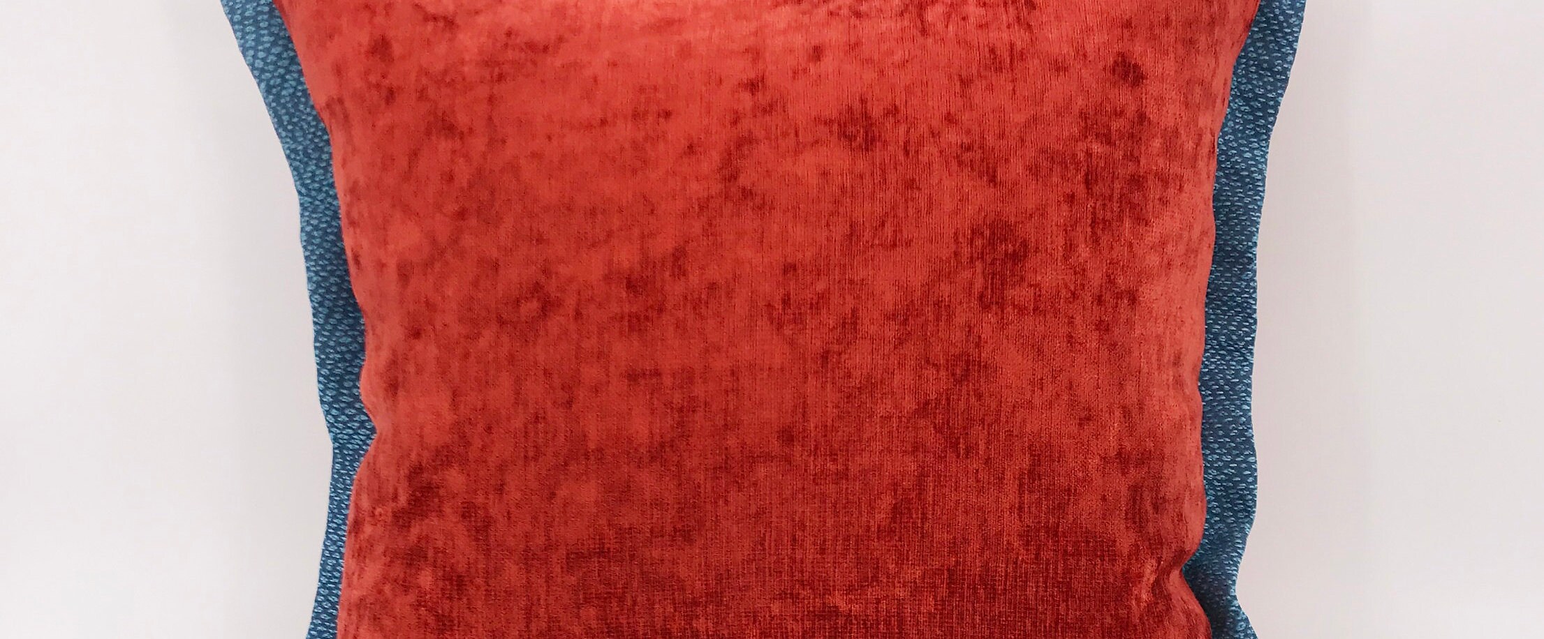 Burnt orange throw pillow blue brocade Toss pillow Orange Etsy