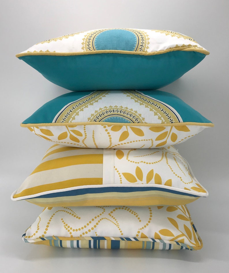 Yellow Pillow Cover 18x18 Mid Century Modern Pillow Striped Etsy