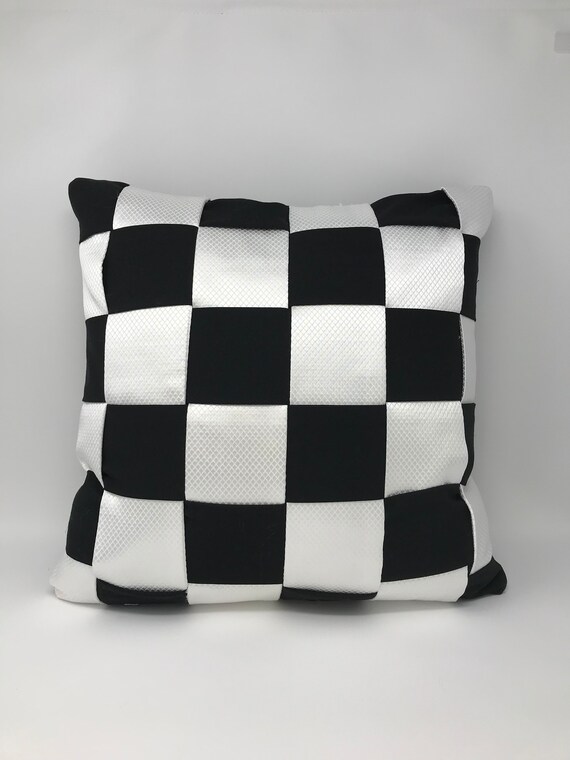 Black White Checkered Pillow Cover Buffalo Check Wool Etsy