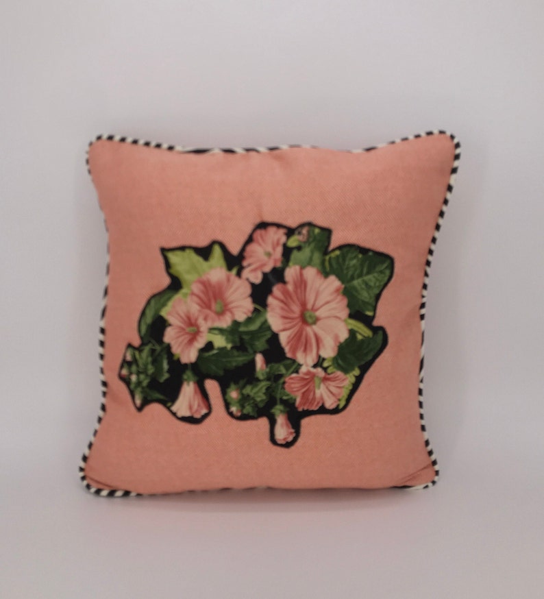 Coral Embroidered Flower Pillow Case Hand Embroidered Pillow Etsy