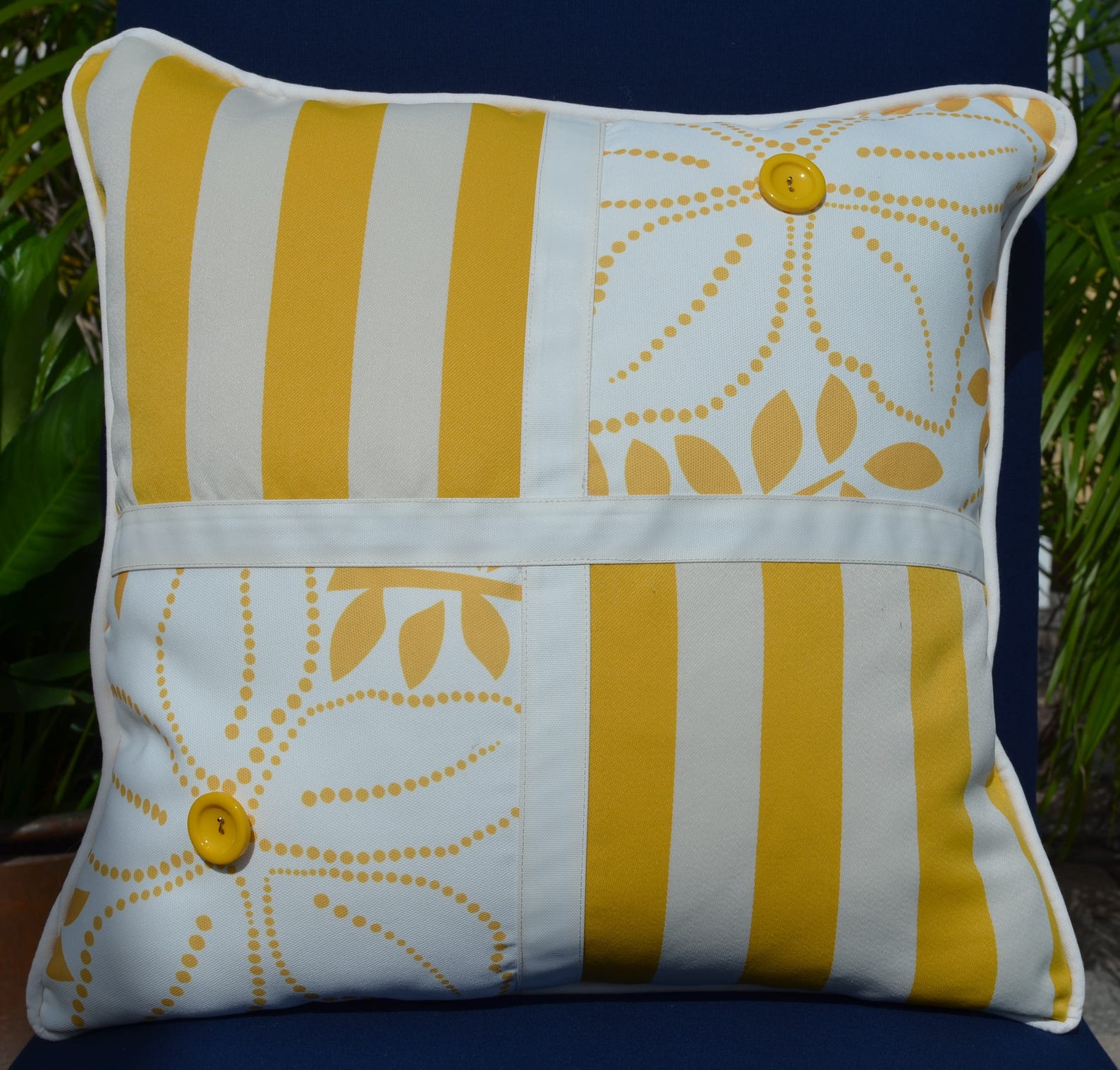 Yellow Pillow Cover 18x18 Mid Century Modern Pillow Striped Etsy