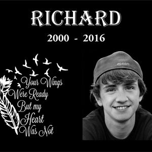 12x9 Human Photo Tombstone, headstone, personalized laser engraved, memorial, grave marker, plaque